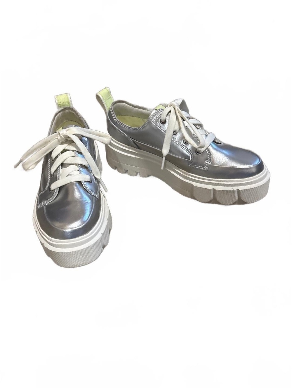 SOREL Caribou X Waterproof Platform Sneakers Metallic Silver Lime Womens Size 9